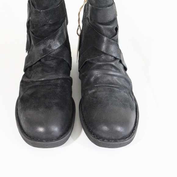 Born Eton Boots New sz 9 Women Black Leather Moto Bootie Nwt - Picture 6 of 11